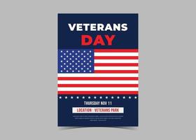 conception de flyers pour la journée des anciens combattants. dépliant de célébration de la journée des anciens combattants américains vecteur