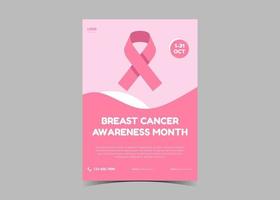 modèle de flyer de sensibilisation au cancer du sein. cancer du sein d'octobre. vecteur