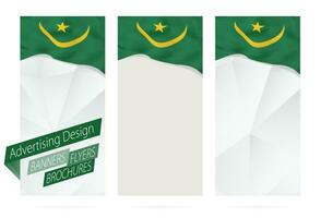 conception de bannières, dépliants, brochures avec drapeau de mauritanie. vecteur