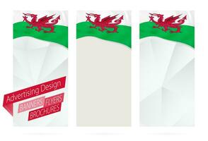 conception de bannières, dépliants, brochures avec drapeau de Pays de Galles. vecteur
