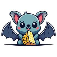 mignonne chauve souris avec fromage vecteur