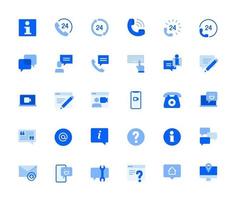 ensemble d'icônes de contact et d'assistance vecteur