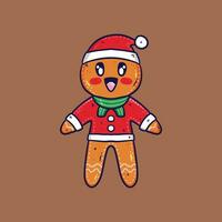 mignonne pain d'épice homme biscuit dessin animé vecteur illustration. Noël iconique biscuits. vacances hiver biscuit illustration.