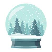 neige globe avec neigeux forêt illustration. vecteur illustration. isolé sur blanc Contexte. content Noël ou Nouveau année décoration.