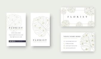 logo floral minimal avec modèle de carte de visite vecteur