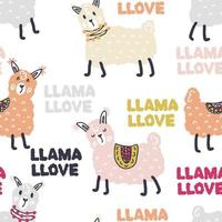 modèle vectorielle continue de lamas et texte lama llove vecteur