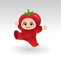 vecteur tomate fruit kawaii dessin animé personnage vecteur marrant tomate fruit kawaii illustration