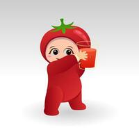 vecteur tomate fruit kawaii dessin animé personnage vecteur marrant tomate fruit kawaii illustration