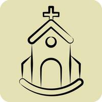 icône église. en relation à icône bâtiment symbole. main tiré style. Facile conception modifiable. Facile illustration vecteur
