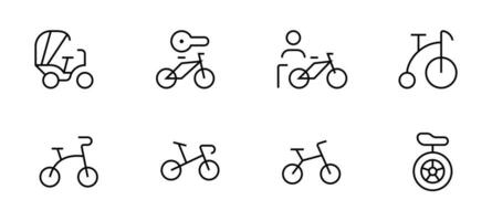 vélo icône, pousse-pousse, bmx, tournée, saleté, femelle vélo, vecteur illustration. linéaire modifiable accident vasculaire cérébral. doubler, solide, plat doubler, mince style et adapté pour la toile page, mobile application, interface utilisateur, ux conception.