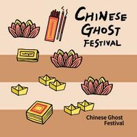 vecteur illustration de chinois fantôme Festival fête. et est connu comme faim fantôme festival.