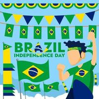 brésil bruant, penant et décoration de drapeau vecteur