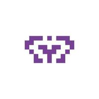 une pixélisé violet cœur avec lettre y vecteur