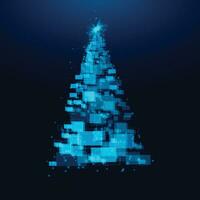 Noël arbre fabriqué de géométrique formes lumières et scintille. vecteur
