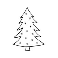 icône d'arbre de noël, illustration de vecteur de dessin animé de style doodle. isolé sur blanc