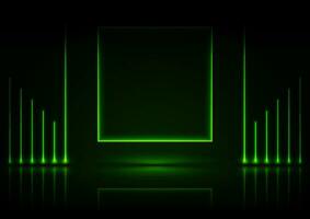 vert néon lignes et carré abstrait La technologie Contexte vecteur