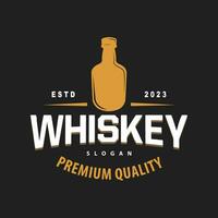 whisky logo, boisson étiquette conception avec vieux rétro ancien ornement illustration prime modèle vecteur