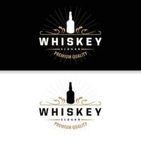 whisky logo, boisson étiquette conception avec vieux rétro ancien ornement illustration prime modèle vecteur