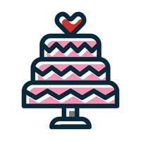 mariage gâteau vecteur épais ligne rempli foncé couleurs Icônes pour personnel et commercial utiliser.