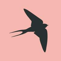 en volant Martin oiseau silhouette sur rose Contexte. vecteur illustration