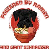 ramen Sushi géant schnauzer chien T-shirt vecteur