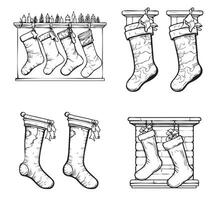 Noël bas pendaison vecteur.chaussette pour hiver vacances. Accueil décoration, endroit pour cadeau. joyeux Noël. mignonne Noël chaussettes illustration vecteur. vecteur