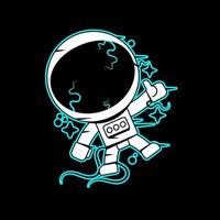 astronaute graphique avec du noir vecteur