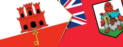 Gibraltar et Bermudes drapeaux, deux vecteur drapeaux.