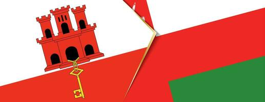 Gibraltar et Oman drapeaux, deux vecteur drapeaux.