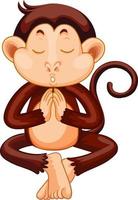 singe faisant le personnage de dessin animé de yoga vecteur