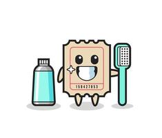 mascotte, illustration, de, billet, à, a, brosse à dents vecteur