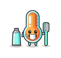 mascotte, illustration, de, thermomètre, à, a, brosse à dents vecteur