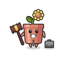 illustration de la mascotte du pot de tournesol en tant qu'avocat vecteur