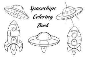 Coloriage de vaisseaux spatiaux de dessin animé vecteur