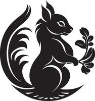 silhouette écureuil icône brillant noir écureuil badge vecteur