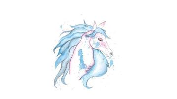 portrait à l'aquarelle d'une licorne rose vecteur