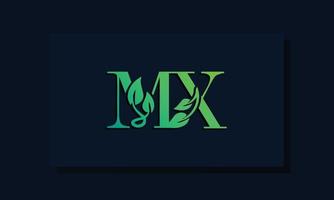 logo mx initial de style feuille minimal vecteur