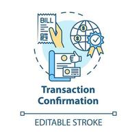 icône de concept de confirmation de transaction vecteur