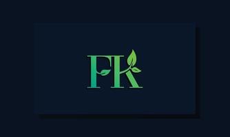 logo fk initial de style feuille minimal. vecteur