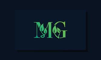 logo mg initial de style feuille minimal vecteur
