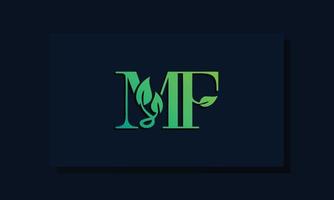 logo mf initial de style feuille minimal vecteur