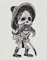 personnage de crâne révolutionnaire mexicain vecteur