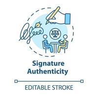 icône de concept d'authenticité de signature vecteur