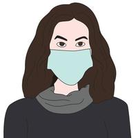 caractère vectoriel avec masque illustration dessinée à la main - protection contre les virus.