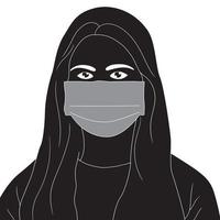 Femmes dans la silhouette de caractère de masque sur le fond blanc d'isolement vecteur