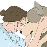 une femme mignonne ayant du temps spécial avec son chien de compagnie, illustration-personnes vecteur