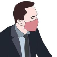 caractère vectoriel avec masque illustration dessinée à la main - protection contre les virus.