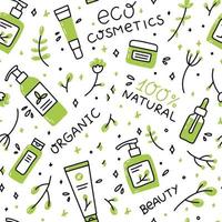 modèle sans couture de vecteur de cosmétiques biologiques naturels