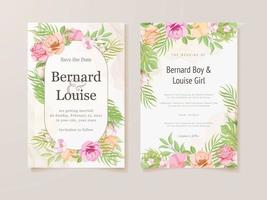 conception de modèle d'été d'invitation de mariage floral vecteur