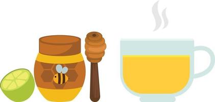 thé au citron avec du miel dans un verre.illustration. vecteur